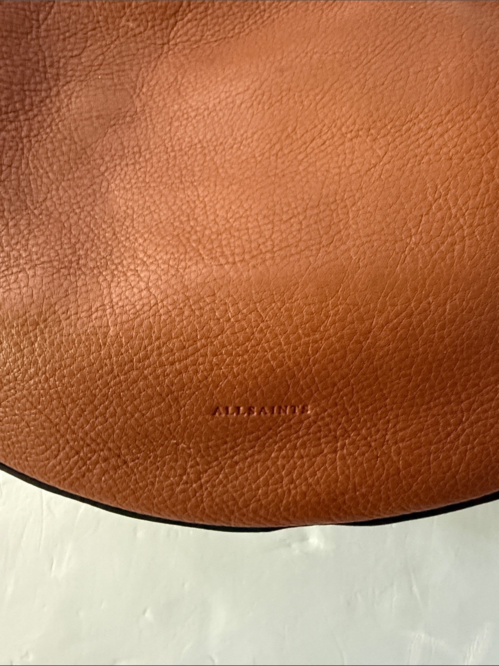 ALL SAINTS Half Moon Leather Cross Body Bag Briwn Urban Edgy Minimalist Off Duty - Picture 4 of 15
